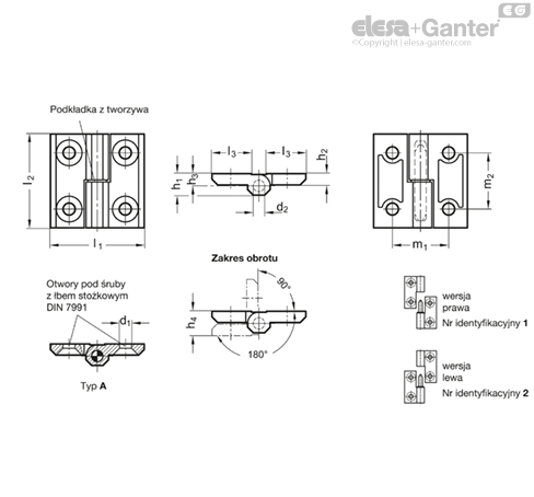 GN 337-NI Zawiasy Stal nierdzewna | Elesa+Ganter